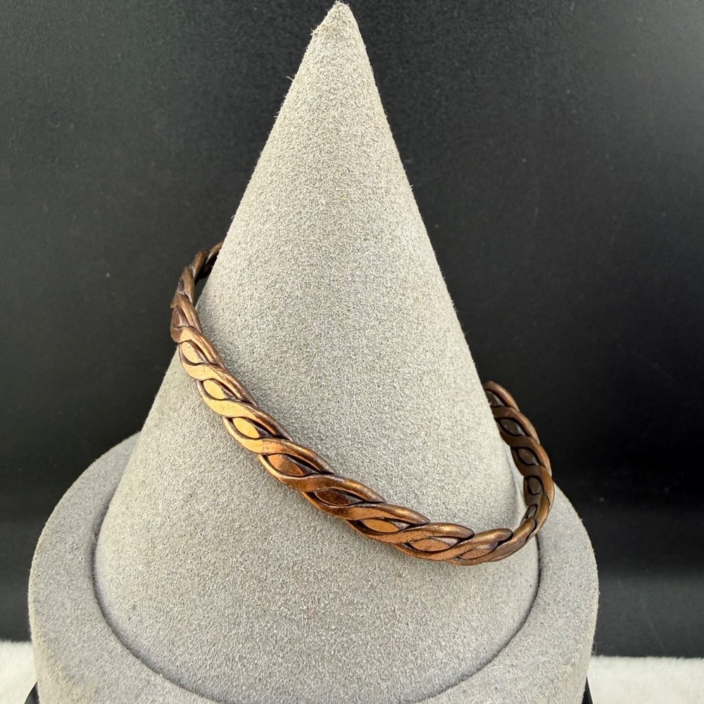 Vintage Copper Cuff Bracelet Braided